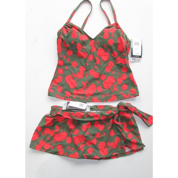 Athena Cherry Print Floral 2 Pc Skirted Tankini - Sz 6 - NEW - Picture 1 of 8